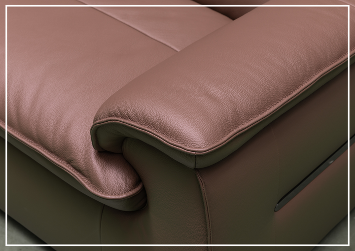 Klaussner Vionetta Dark Brown Leather Sofa with S-Spring Seats-SOFABED