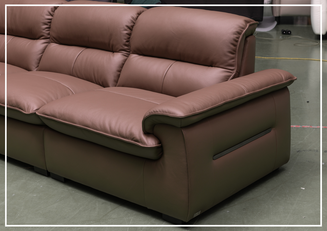 Klaussner Vionetta Dark Brown Leather Sofa with S-Spring Seats-SOFABED