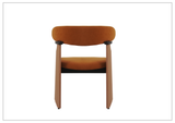 Klaussner Visione Orange Leather Arm Dining Chair with Metal Legs-Sofabed