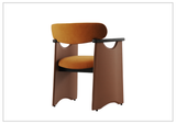 Klaussner Visione Orange Leather Arm Dining Chair with Metal Legs-Sofabed