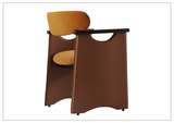 Klaussner Visione Orange Leather Arm Dining Chair with Metal Legs-Sofabed