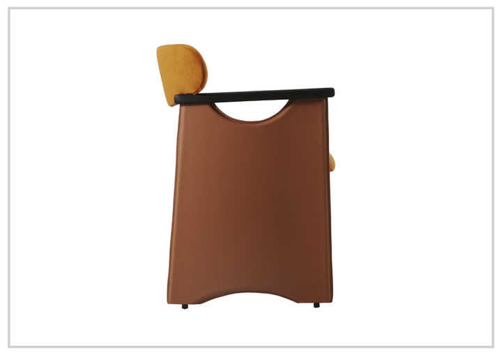 Klaussner Visione Orange Leather Arm Dining Chair with Metal Legs-Sofabed