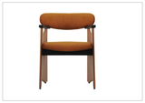 Klaussner Visione Orange Leather Arm Dining Chair with Metal Legs-Sofabed