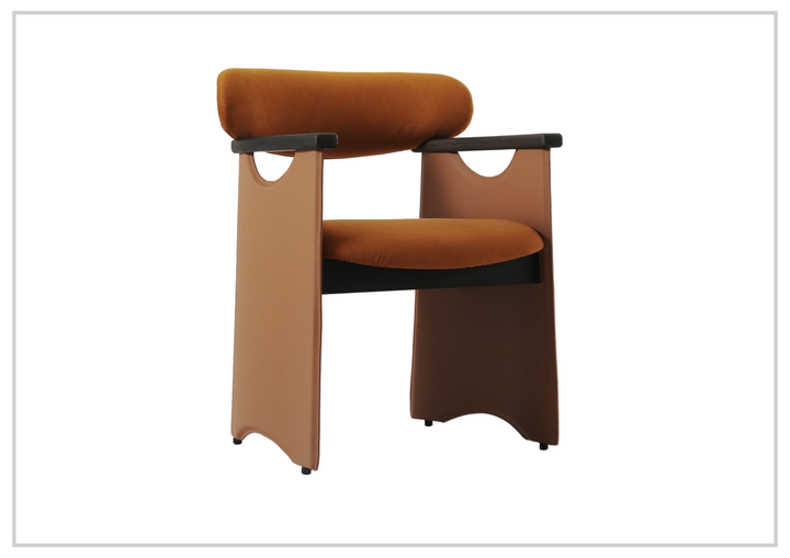 Klaussner Visione Orange Leather Arm Dining Chair with Metal Legs-Sofabed