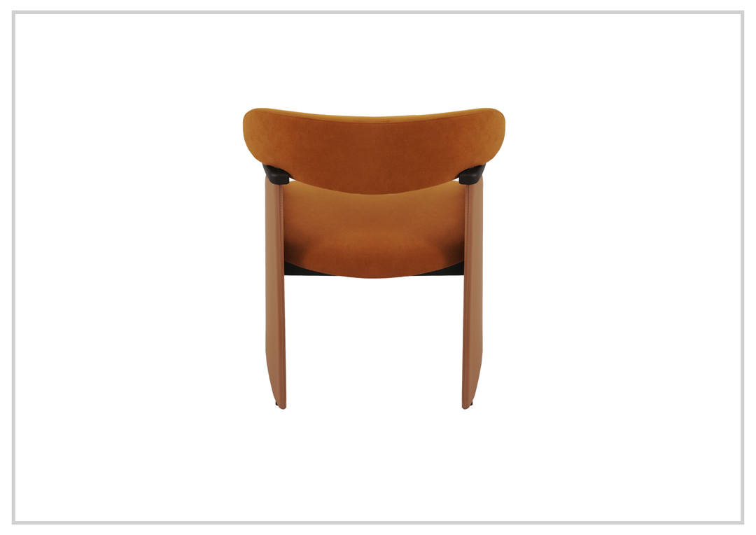 Klaussner Visione Orange Leather Arm Dining Chair with Metal Legs-Sofabed