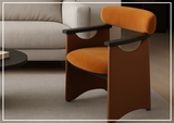 Klaussner Visione Orange Leather Arm Dining Chair with Metal Legs-Sofabed