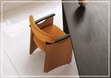 Klaussner Visione Orange Leather Arm Dining Chair with Metal Legs-Sofabed