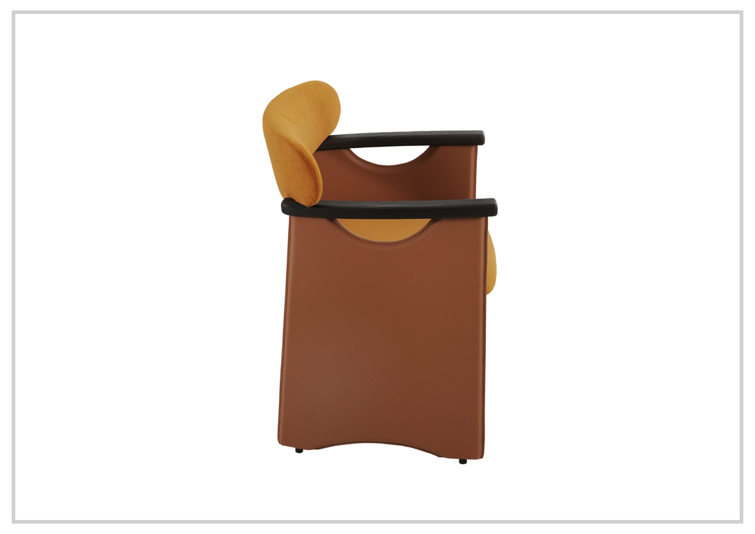 Klaussner Visione Orange Leather Arm Dining Chair with Metal Legs-Sofabed