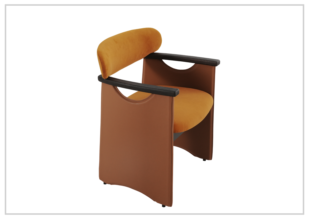 Klaussner Visione Orange Leather Arm Dining Chair with Metal Legs-Sofabed