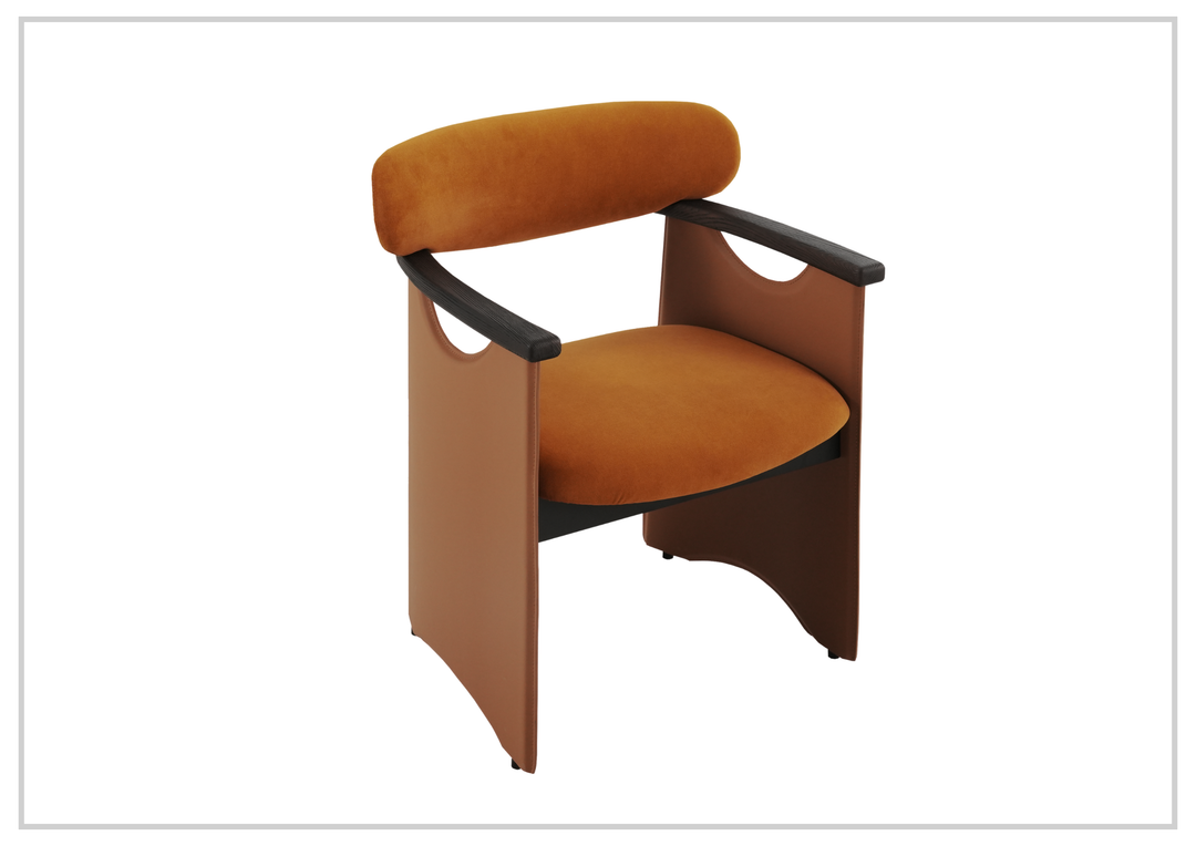 Klaussner Visione Orange Leather Arm Dining Chair with Metal Legs-Sofabed
