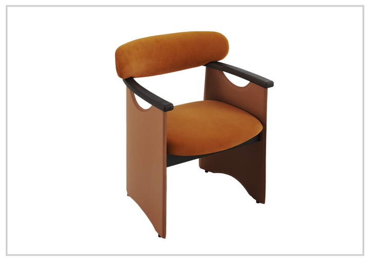 Klaussner Visione Orange Leather Arm Dining Chair with Metal Legs-Sofabed