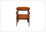 Klaussner Visione Orange Leather Arm Dining Chair with Metal Legs-Sofabed