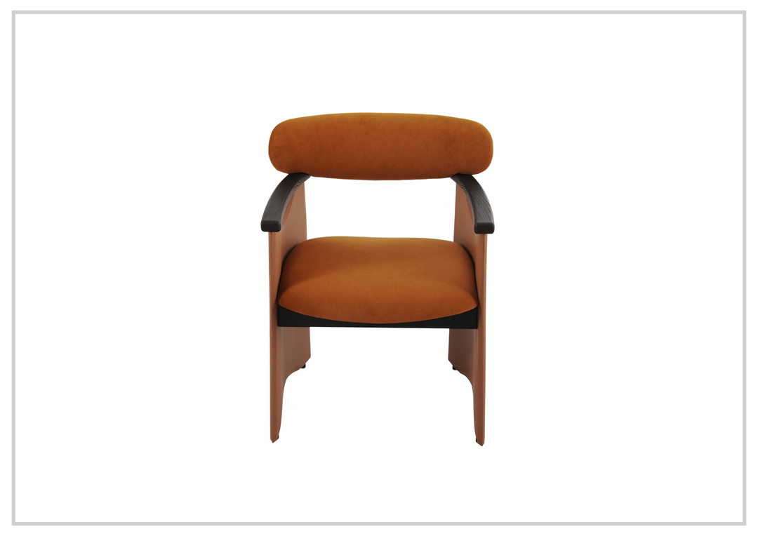 Klaussner Visione Orange Leather Arm Dining Chair with Metal Legs-Sofabed