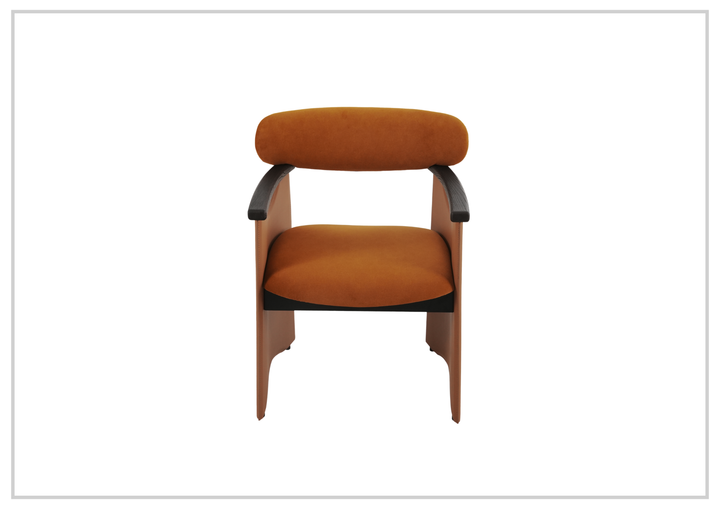 Klaussner Visione Orange Leather Arm Dining Chair with Metal Legs-Sofabed