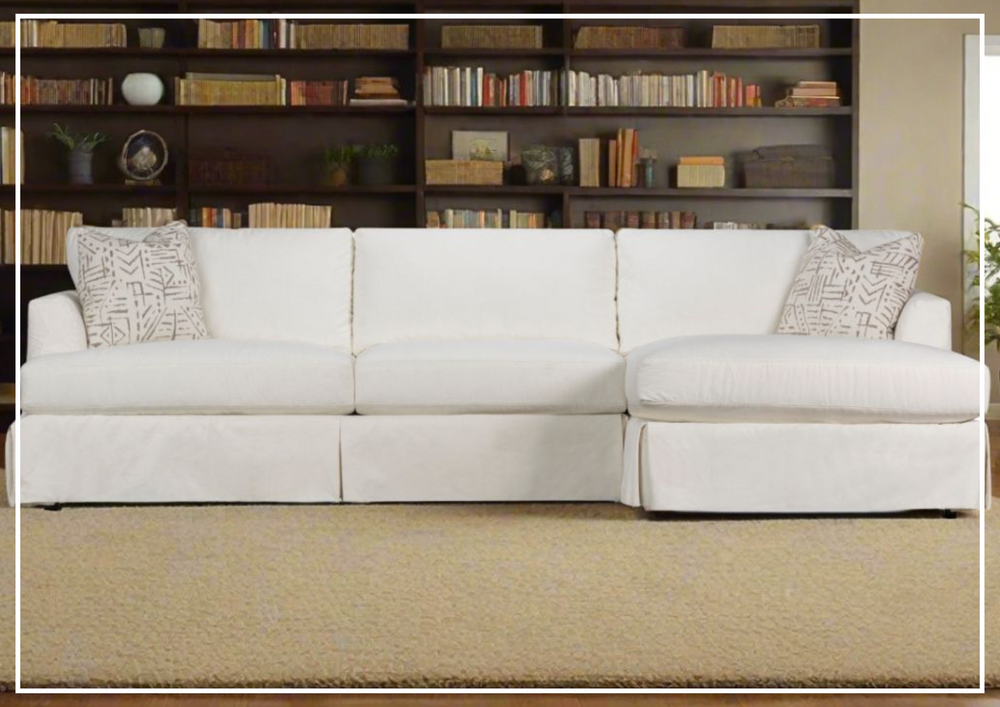Klaussner Brixon Slipcover Fabric Sectional Sofa with Track Arms-Sofabed