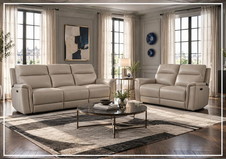Klaussner Geneva Leather Power Reclining Living Room Set