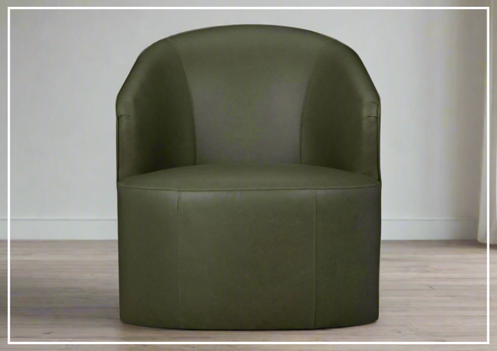 Klaussner Luna Leather Green Swivel Chair with Ultraluxe Cushion