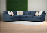 Klaussner Orion 2-Piece L-Shaped Fabric Sectional Sofa in Blue