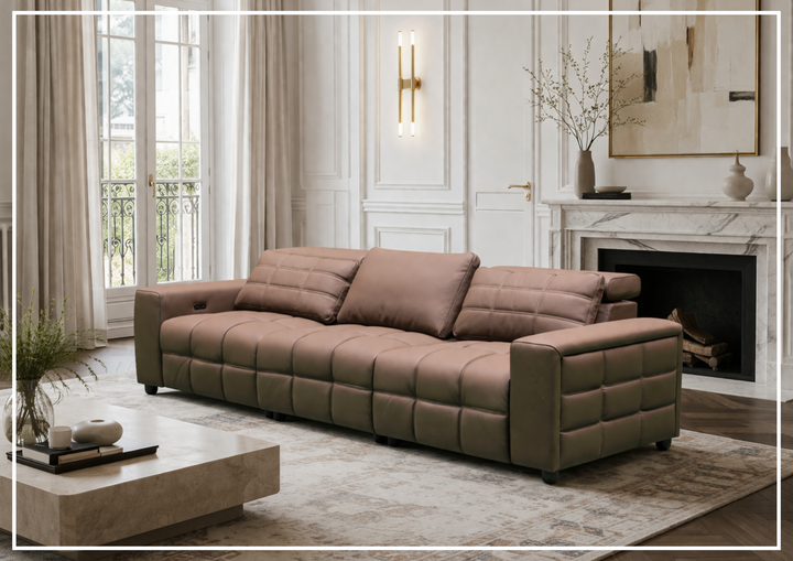 Klaussner Orlano 3-seater Brown Leather Power Reclining Sofa