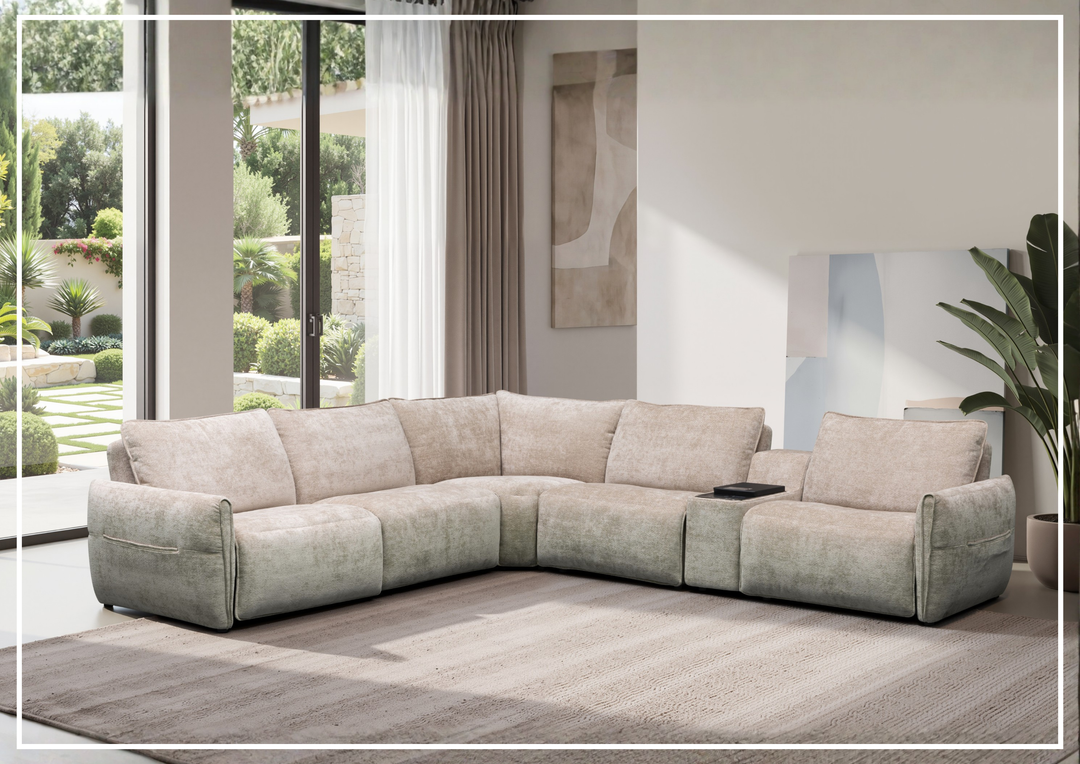 Klaussner Stanza Fabric Power Reclining Sectional Sofa with 3 Motors
