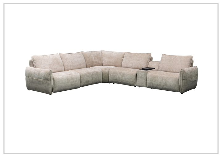Klaussner Stanza Fabric Power Reclining Sectional Sofa with 3 Motors