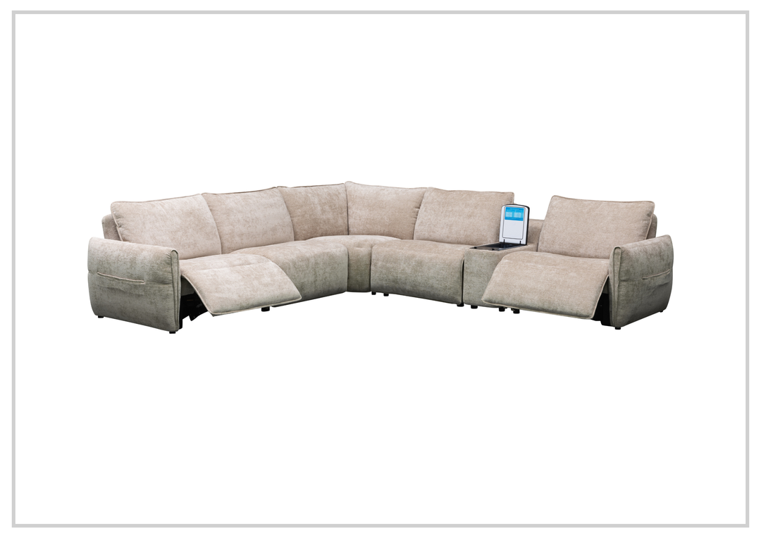 Klaussner Stanza Fabric Power Reclining Sectional Sofa with 3 Motors