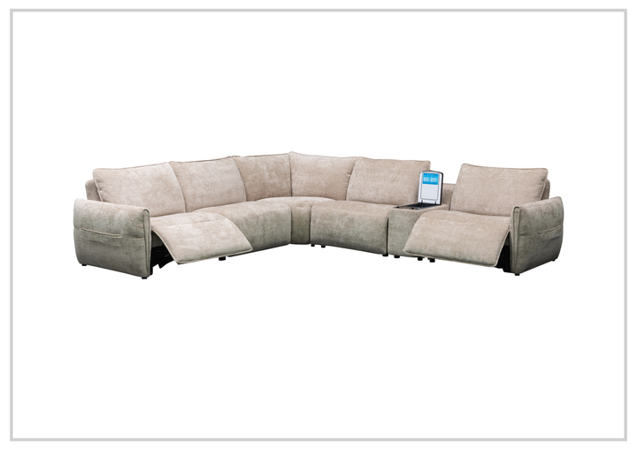 Klaussner Stanza Fabric Power Reclining Sectional Sofa with 3 Motors