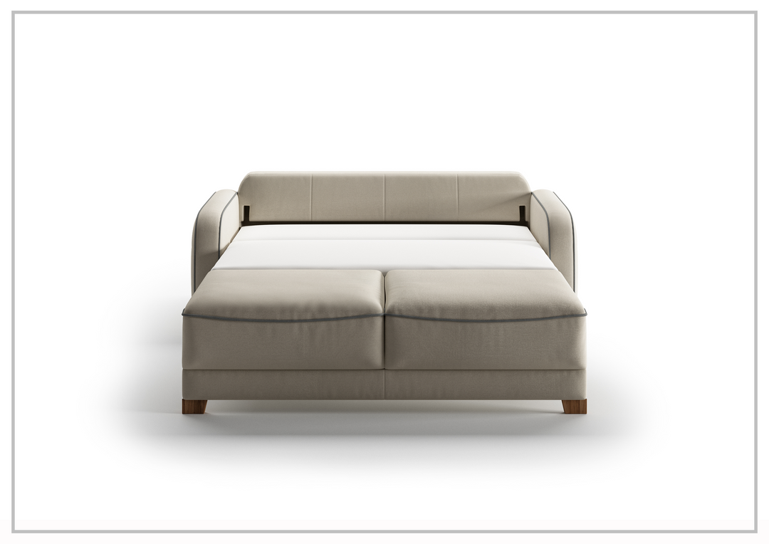Luonto Leon Loveseat 2-Seater Fabric Queen Sleeper with Walnut Finish-SOFABED