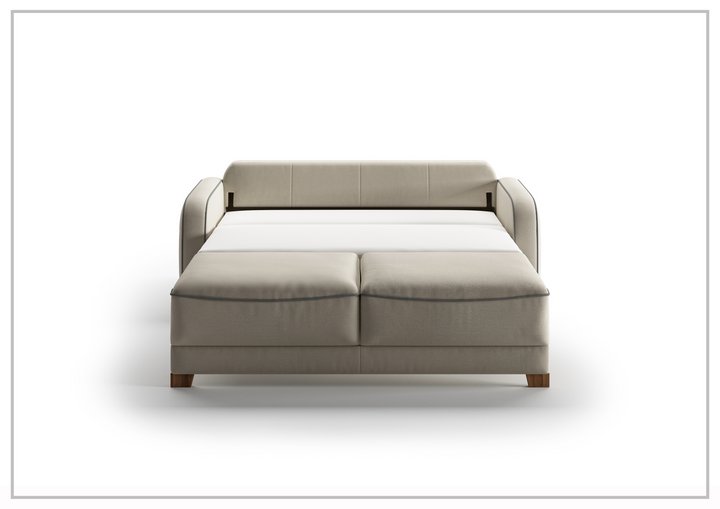Luonto Leon Loveseat 2-Seater Fabric Queen Sleeper with Walnut Finish-SOFABED