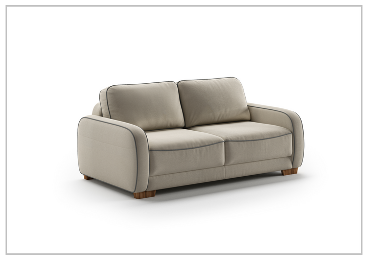 Luonto Leon Loveseat 2-Seater Fabric Queen Sleeper with Walnut Finish-SOFABED