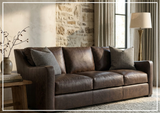 Bernhardt Ventura Leather Sofa with Curved Track Arms