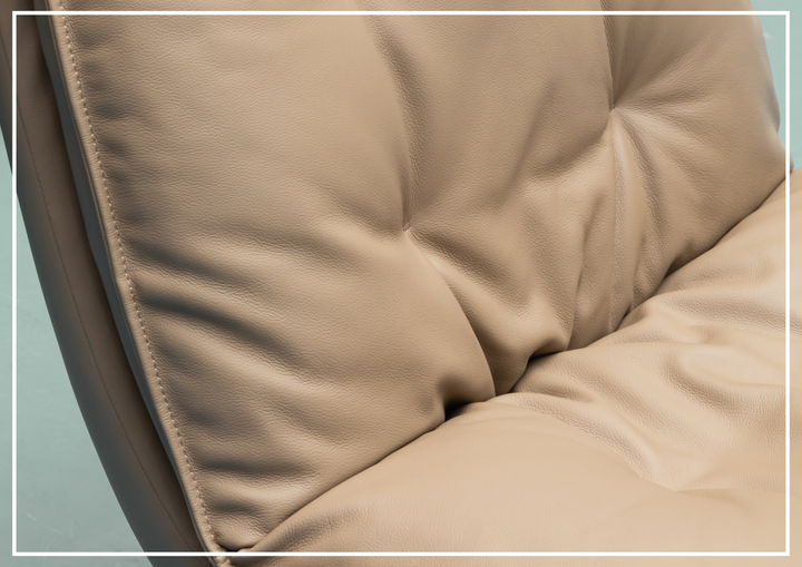 Klaussner Lenvoro Leather Swivel Chair In Beige - SOFABED