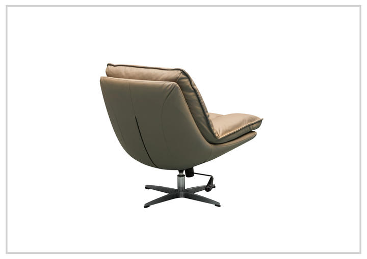 Klaussner Lenvoro Fiber Leather Swivel Chair In Beige