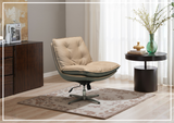 Klaussner Lenvoro Leather Swivel Chair In Beige - SOFABED