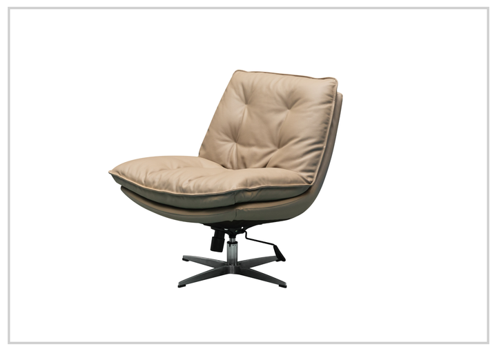 Klaussner Lenvoro Leather Swivel Chair In Beige - SOFABED