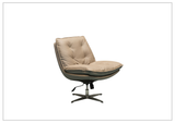 Klaussner Lenvoro Leather Swivel Chair In Beige - SOFABED