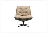 Klaussner Lenvoro Leather Swivel Chair In Beige - SOFABED