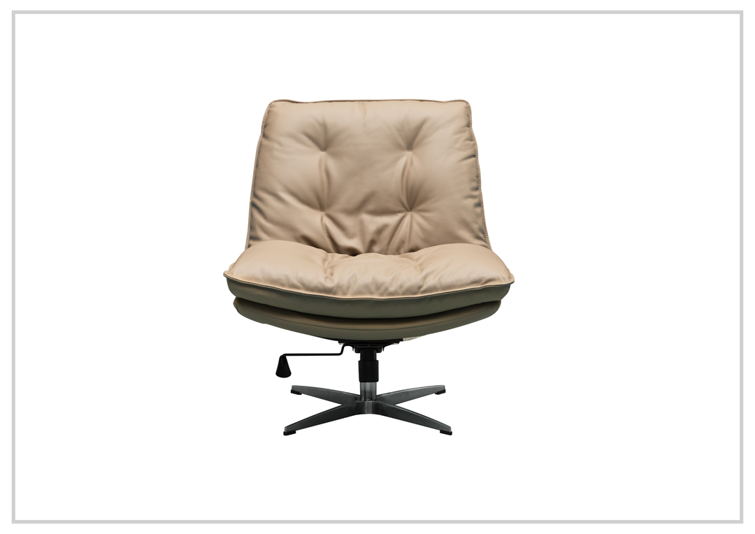 Klaussner Lenvoro Leather Swivel Chair In Beige - SOFABED