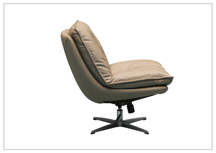 Klaussner Lenvoro Leather Swivel Chair In Beige - SOFABED