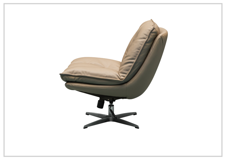 Klaussner Lenvoro Fiber Leather Swivel Chair In Beige
