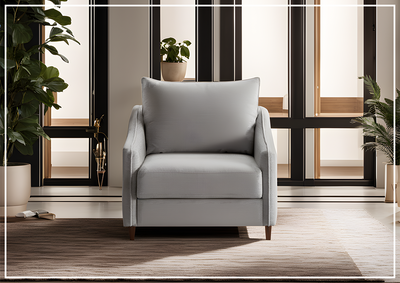 Ethos Fabric Chair Cot Sleeper Sofa With Wood or Chrome Legs