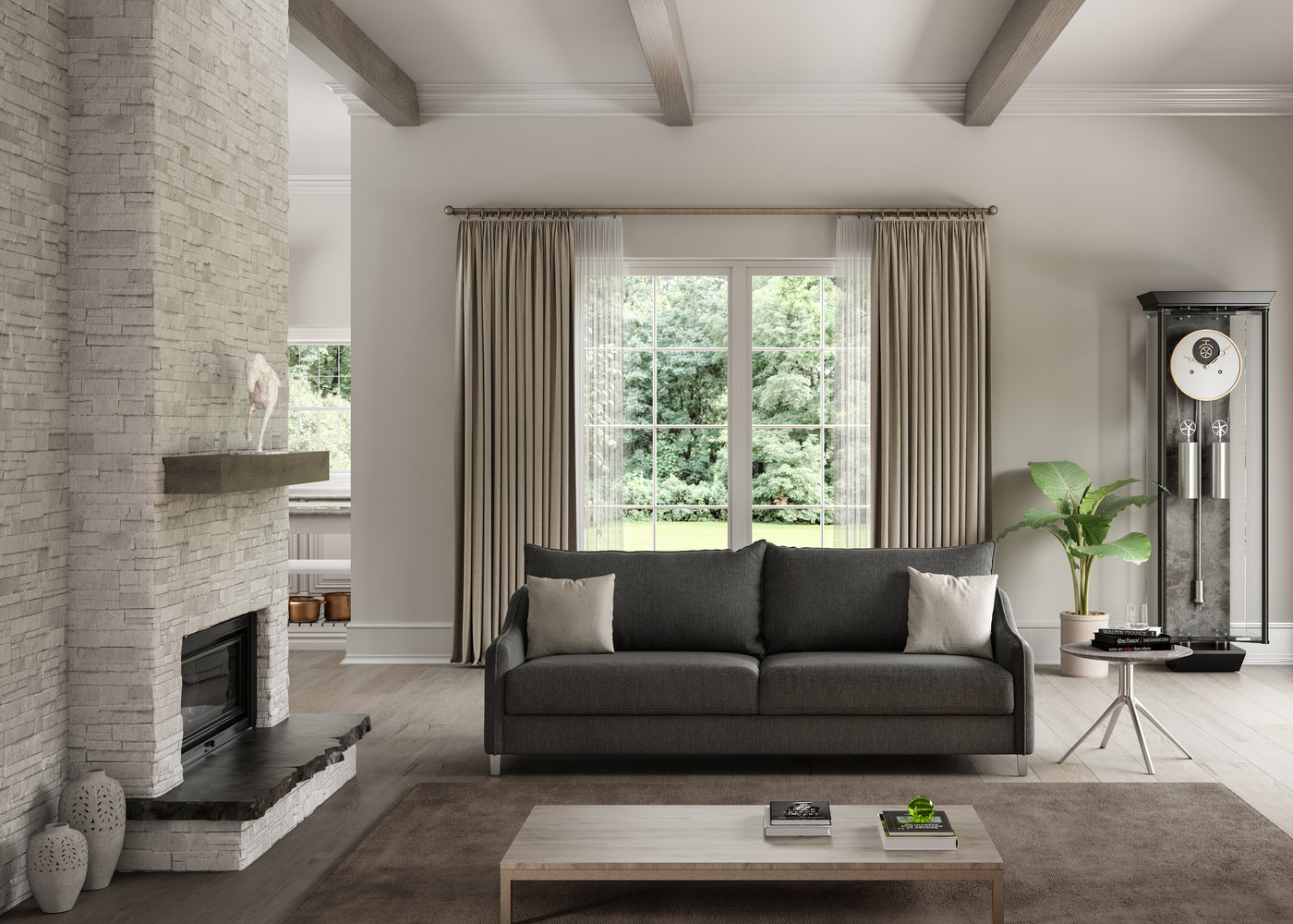 Ethos Fabric King Sleeper Sofa With Wood or Chrome Legs
