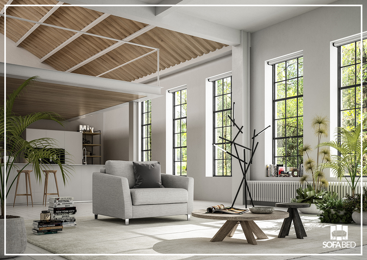 Luonto Monika Fabric Sleeper Sofa With Wood or Chrome Legs-SOFABED