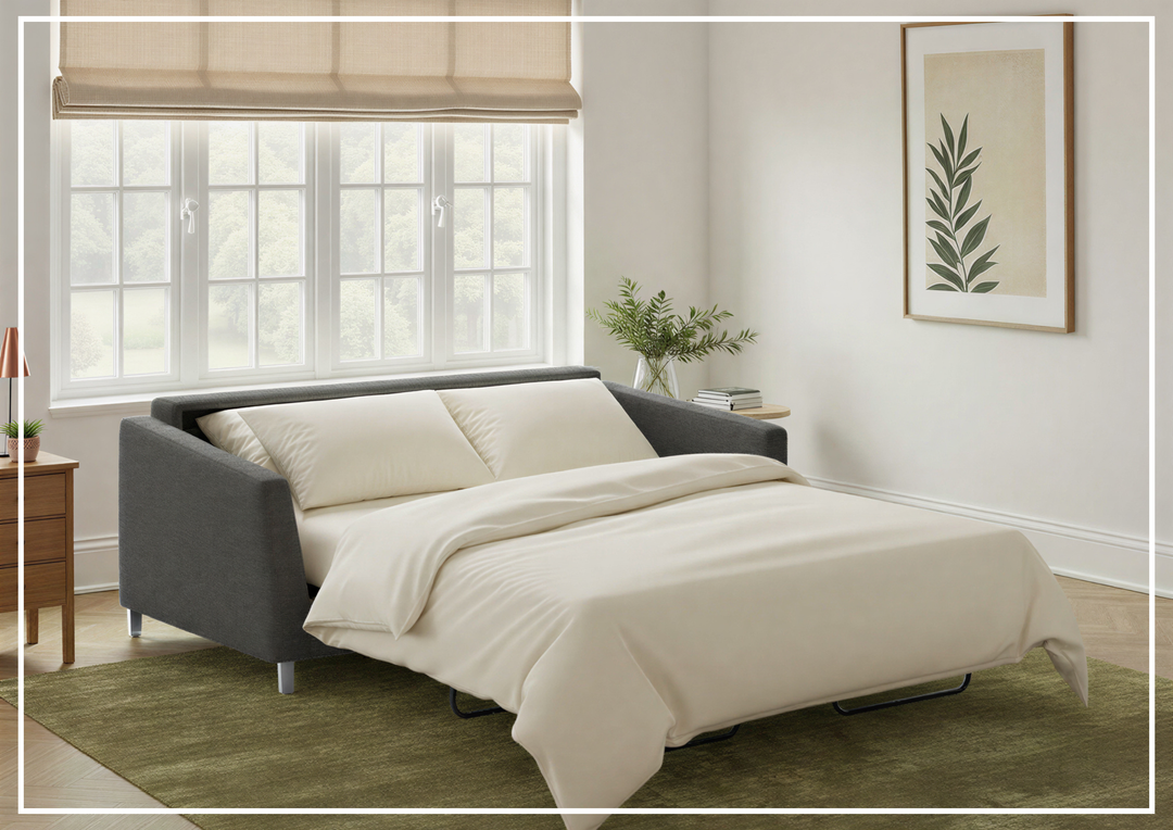 Luonto Monika Fabric Sleeper Sofa With Wood or Chrome Legs