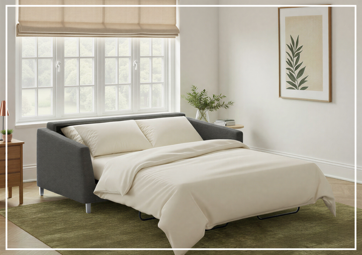 Luonto Monika Fabric Sleeper Sofa With Wood or Chrome Legs