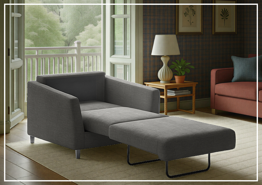 Luonto Monika Fabric Sleeper Sofa With Wood or Chrome Legs