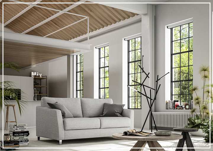 Luonto Monika Fabric Sleeper Sofa With Wood or Chrome Legs-SOFABED