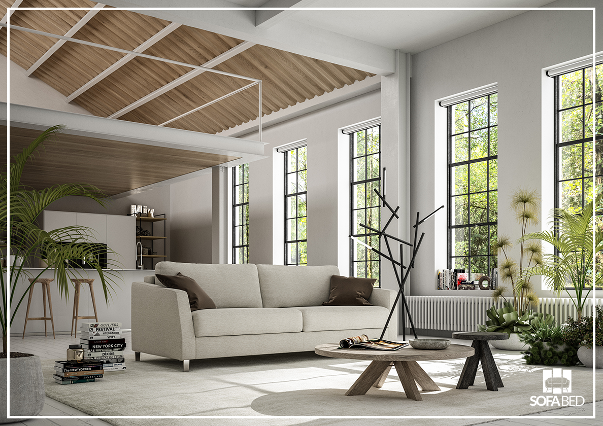 Monika Sleeper Sofa With Wood or Chrome Legs