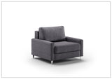 Luonto Nico Fabric Sleeper Sofa in All Sizes With Walnut or Chrome Leg Finish