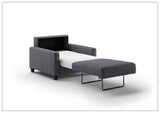 Luonto Nico Fabric Sleeper Sofa in All Sizes With Walnut or Chrome Leg Finish